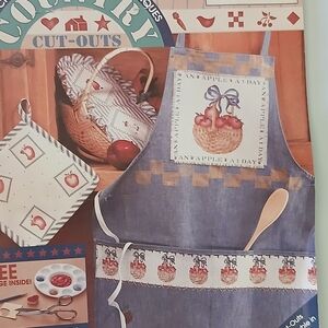 1994  Craft Kit, Country Cut-Outs Blue Apple Apron with Potholder
